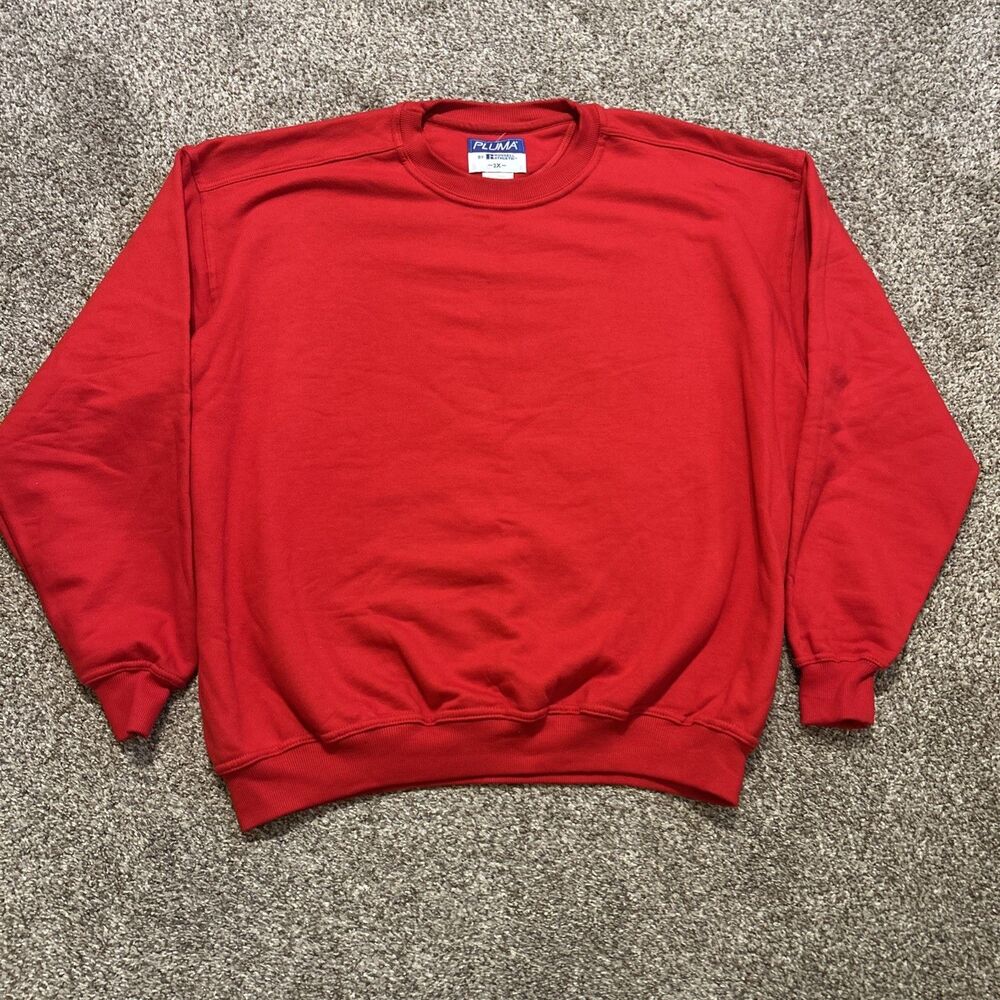 Pluma By Russell Athletic Sweatshirt Men's 2XL Red Blank Crew Pullover Vintage
